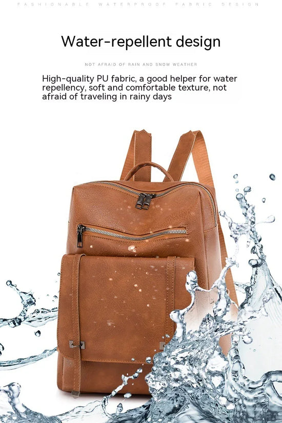 Retro Large Capacity Contrast Color Women's Pu Backpack - DanaFashionstore