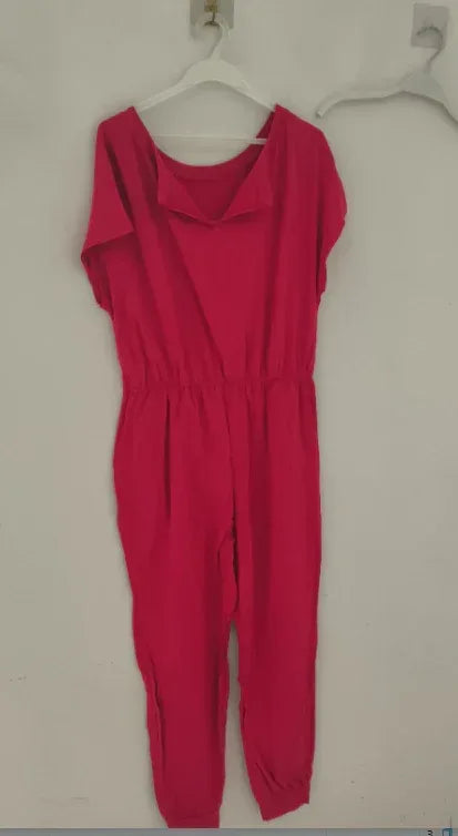 Fashion Slant Shoulder Jumpsuit 2026 - Short Sleeve Pocket Jumpsuit - DanaFashionstore