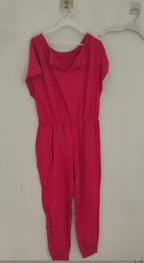 Fashion Slant Shoulder Jumpsuit 2026 - Short Sleeve Pocket Jumpsuit - DanaFashionstore