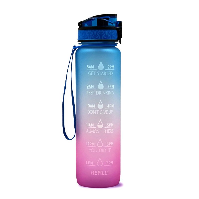 1L Tritan Water Bottle With Time Marker Bounce Cover Motivational Water Bottle Cycling Leakproof Cup For Sports Fitness Bottles $43.85 Dana Fashion Color: Blue red gradient capacity: 1L Dana's Kitchen Overview: 1. Unique Motivational Design: This high-qua