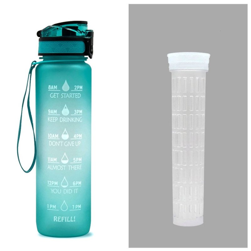 1L Tritan Water Bottle With Time Marker Bounce Cover Motivational Water Bottle Cycling Leakproof Cup For Sports Fitness Bottles $44.15 Dana Fashion Color: Green gradient set capacity: 1L Dana's Kitchen Overview: 1. Unique Motivational Design: This high-qu