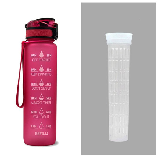 1L Tritan Water Bottle With Time Marker Bounce Cover Motivational Water Bottle Cycling Leakproof Cup For Sports Fitness Bottles $33.43 Dana Fashion Color: Red set capacity: 1L Dana's Kitchen Overview: 1. Unique Motivational Design: This high-quality drink