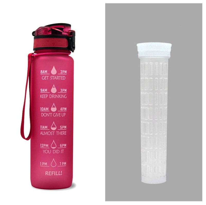 1L Tritan Water Bottle With Time Marker Bounce Cover Motivational Water Bottle Cycling Leakproof Cup For Sports Fitness Bottles $33.43 Dana Fashion Color: Red set capacity: 1L Dana's Kitchen Overview: 1. Unique Motivational Design: This high-quality drink