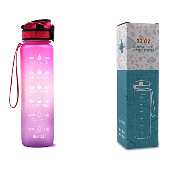 1L Tritan Water Bottle With Time Marker Bounce Cover Motivational Water Bottle Cycling Leakproof Cup For Sports Fitness Bottles $33.17 Dana Fashion Color: Pink purple gradient with box capacity: 1L Dana's Kitchen Overview: 1. Unique Motivational Design: T