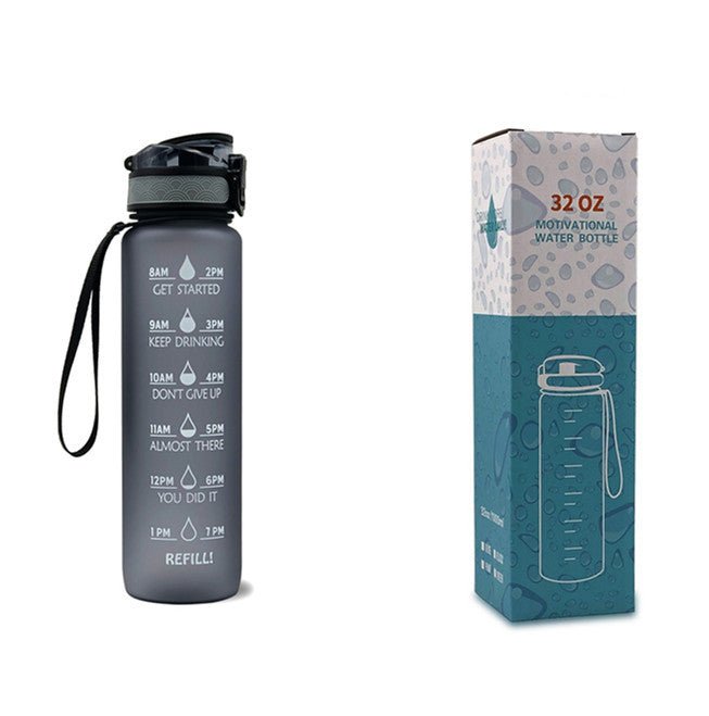 1L Tritan Water Bottle With Time Marker Bounce Cover Motivational Water Bottle Cycling Leakproof Cup For Sports Fitness Bottles $32.36 Dana Fashion Color: Grey with box capacity: 1L Dana's Kitchen Overview: 1. Unique Motivational Design: This high-quality