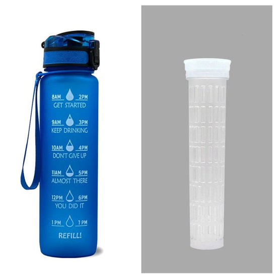 1L Tritan Water Bottle With Time Marker Bounce Cover Motivational Water Bottle Cycling Leakproof Cup For Sports Fitness Bottles $33.43 Dana Fashion Color: Blue set capacity: 1L Dana's Kitchen Overview: 1. Unique Motivational Design: This high-quality drin