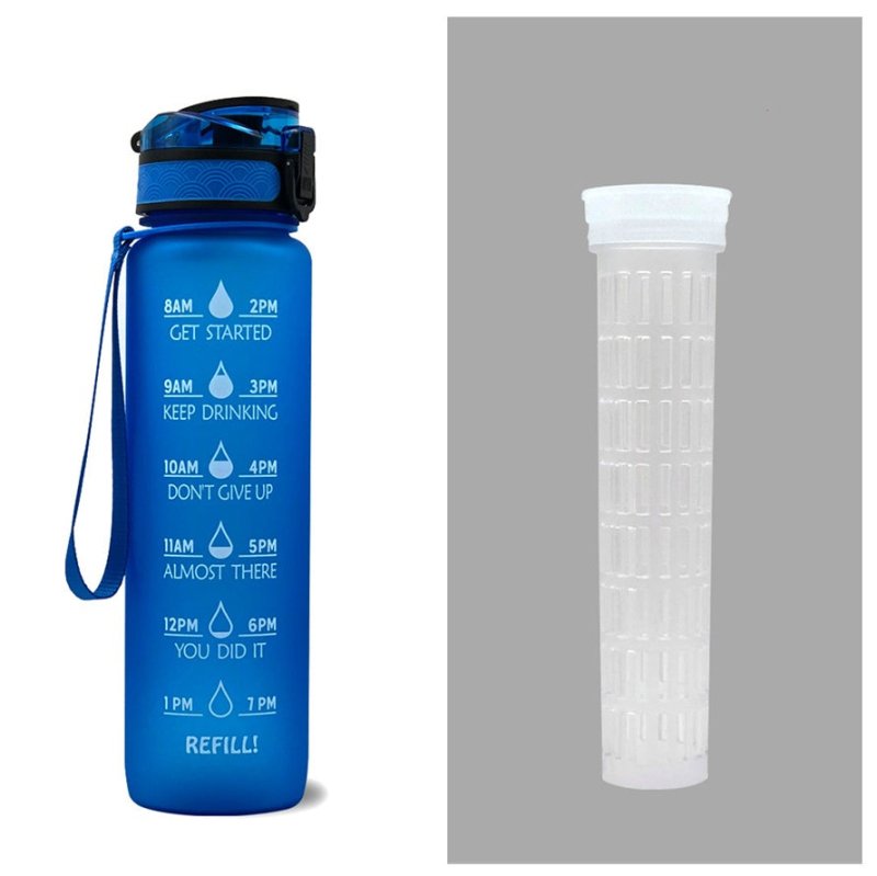 1L Tritan Water Bottle With Time Marker Bounce Cover Motivational Water Bottle Cycling Leakproof Cup For Sports Fitness Bottles $33.43 Dana Fashion Color: Blue set capacity: 1L Dana's Kitchen Overview: 1. Unique Motivational Design: This high-quality drin