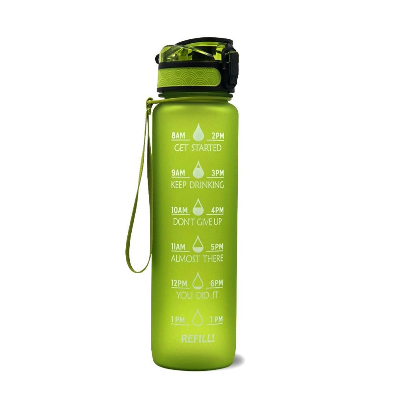 1L Tritan Water Bottle With Time Marker Bounce Cover Motivational Water Bottle Cycling Leakproof Cup For Sports Fitness Bottles $29.90 Dana Fashion Color: Green capacity: 1L Dana's Kitchen Overview: 1. Unique Motivational Design: This high-quality drink r
