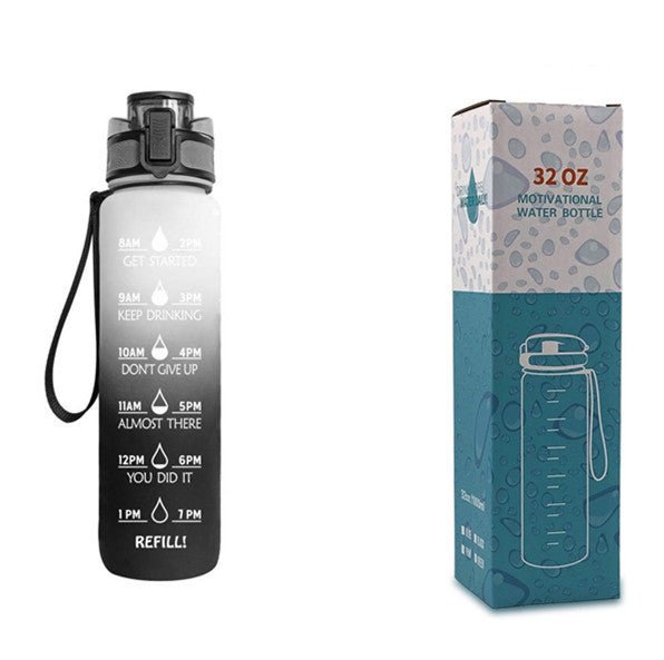 1L Tritan Water Bottle With Time Marker Bounce Cover Motivational Water Bottle Cycling Leakproof Cup For Sports Fitness Bottles $33.17 Dana Fashion Color: White gray gradient with box capacity: 1L Dana's Kitchen Overview: 1. Unique Motivational Design: Th