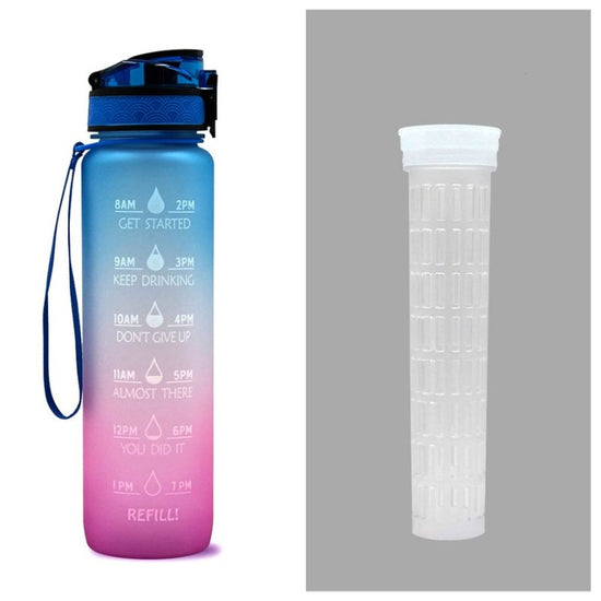 1L Tritan Water Bottle With Time Marker Bounce Cover Motivational Water Bottle Cycling Leakproof Cup For Sports Fitness Bottles $44.15 Dana Fashion Color: Blue red gradient set capacity: 1L Dana's Kitchen Overview: 1. Unique Motivational Design: This high