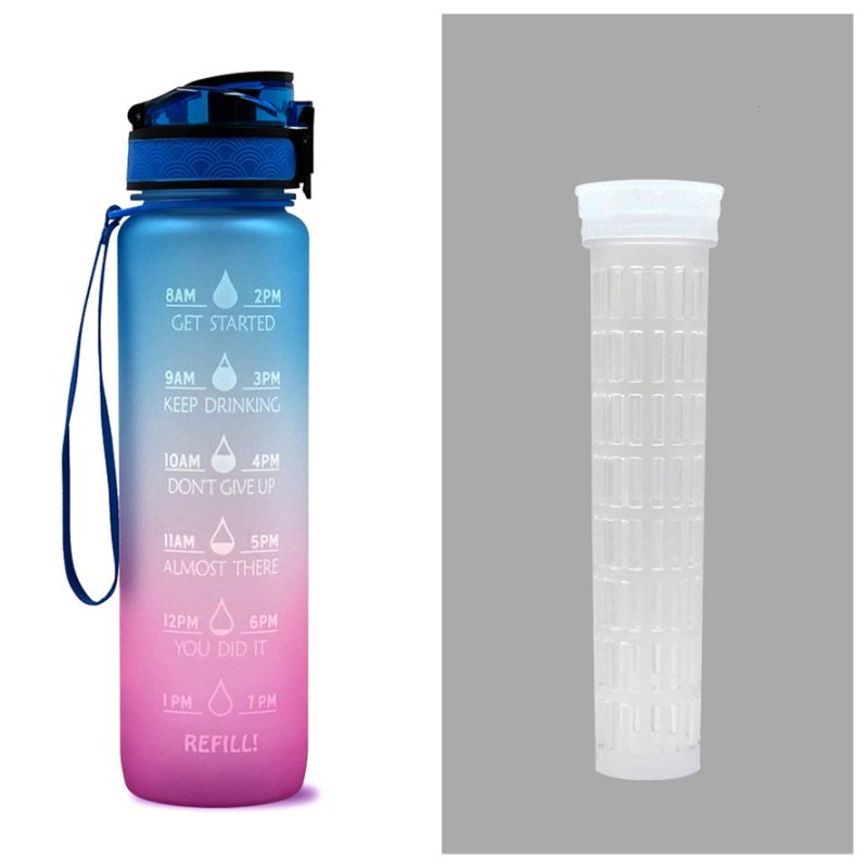 1L Tritan Water Bottle With Time Marker Bounce Cover Motivational Water Bottle Cycling Leakproof Cup For Sports Fitness Bottles $44.15 Dana Fashion Color: Blue red gradient set capacity: 1L Dana's Kitchen Overview: 1. Unique Motivational Design: This high