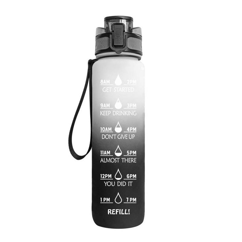 1L Tritan Water Bottle With Time Marker Bounce Cover Motivational Water Bottle Cycling Leakproof Cup For Sports Fitness Bottles $30.70 Dana Fashion Color: White gray gradient capacity: 1L Dana's Kitchen Overview: 1. Unique Motivational Design: This high-q
