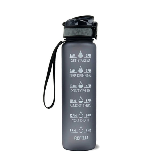 1L Tritan Water Bottle With Time Marker Bounce Cover Motivational Water Bottle Cycling Leakproof Cup For Sports Fitness Bottles $29.90 Dana Fashion Color: Grey capacity: 1L Dana's Kitchen Overview: 1. Unique Motivational Design: This high-quality drink re