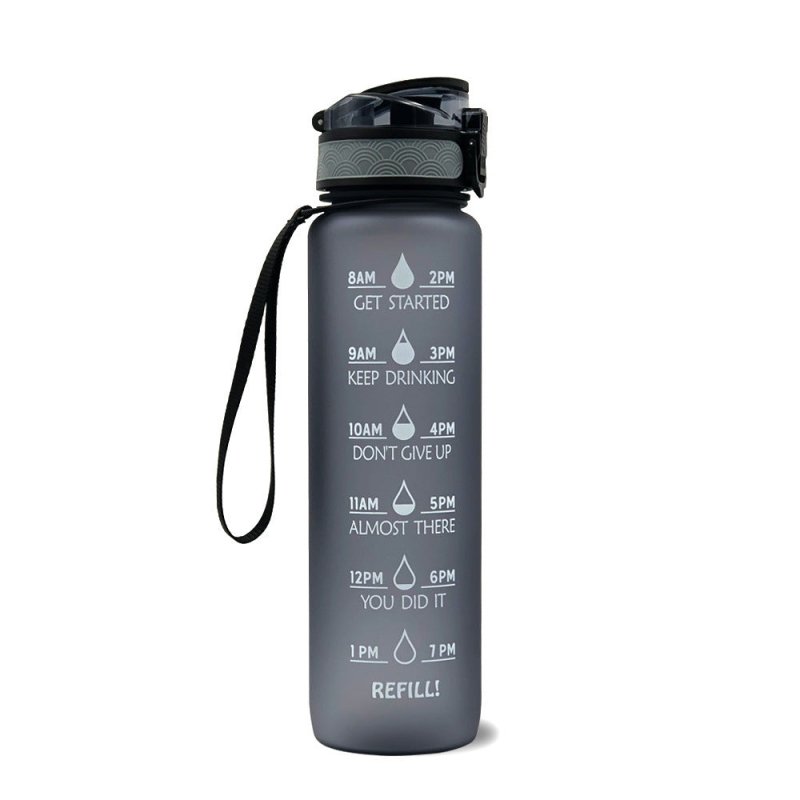 1L Tritan Water Bottle With Time Marker Bounce Cover Motivational Water Bottle Cycling Leakproof Cup For Sports Fitness Bottles $29.90 Dana Fashion Color: Grey capacity: 1L Dana's Kitchen Overview: 1. Unique Motivational Design: This high-quality drink re