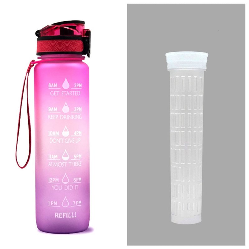 1L Tritan Water Bottle With Time Marker Bounce Cover Motivational Water Bottle Cycling Leakproof Cup For Sports Fitness Bottles $34.24 Dana Fashion Color: Pink purple gradient set capacity: 1L Dana's Kitchen Overview: 1. Unique Motivational Design: This h