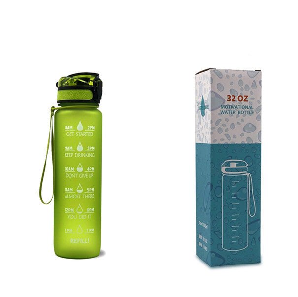 1L Tritan Water Bottle With Time Marker Bounce Cover Motivational Water Bottle Cycling Leakproof Cup For Sports Fitness Bottles $32.36 Dana Fashion Color: Green with box capacity: 1L Dana's Kitchen Overview: 1. Unique Motivational Design: This high-qualit
