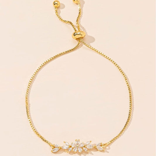 1pcs Fashionable Zircon Bracelet Silver Flower Leaf Drawstring Design Chain Inlaid Gold-plated Bracelet Suitable For Women's Daily Holiday Wear $23.21 Dana Fashion Color: Gold Women's Accessories Overview: Simple and fashionable silver and gold chains lig