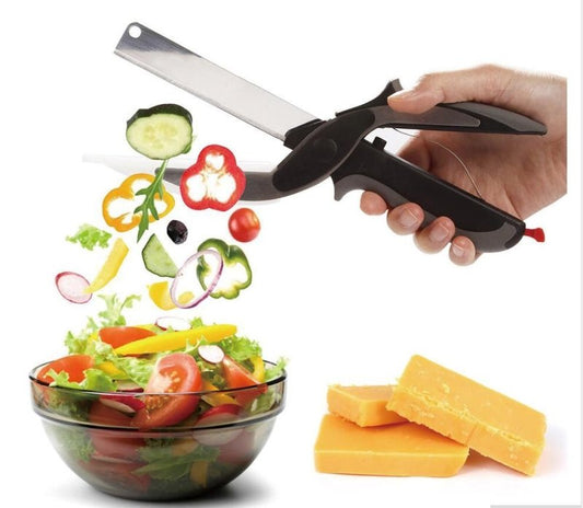 2 in 1 Stainless Steel Kitchen Knife Shears Vegetable Slicer $24.60 Dana Fashion default: default Dana's Kitchen Overview: Kitchen Tools Built with a cutting board - this kitchen scissors can complete such work by itself as cut and slice vegetables and fr