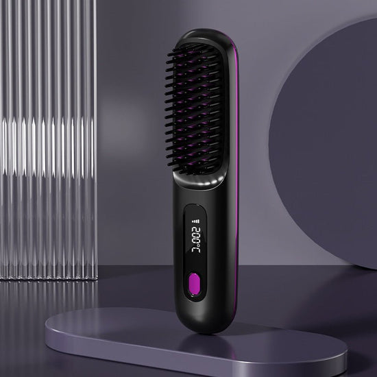 2 In 1 Straight Hair Comb Wireless Hair Straightener Brush Hair Fast Heating Portable Hot Curler USB Charging $59.99 Dana Fashion Color: LCD Black English Beauty Tools Overview: Great Convenience: Experience the freedom to style your hair anywhere, anytim