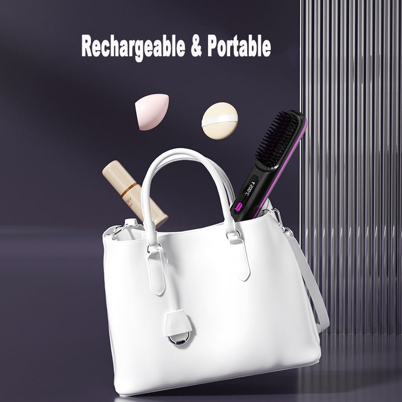 2 In 1 Straight Hair Comb Wireless Hair Straightener Brush Hair Fast Heating Portable Hot Curler USB Charging $59.99 Dana Fashion Color: LCD Black English Beauty Tools Overview: Great Convenience: Experience the freedom to style your hair anywhere, anytim