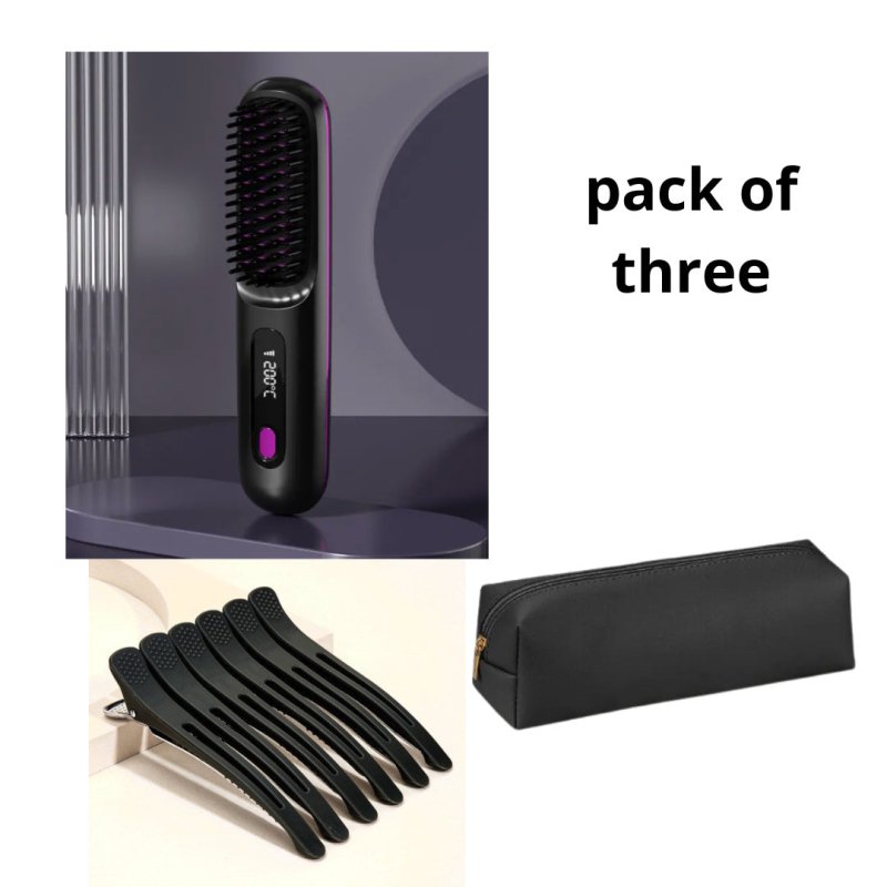 2 In 1 Straight Hair Comb Wireless Hair Straightener Brush Hair Fast Heating Portable Hot Curler USB Charging $69.99 Dana Fashion Color: Set Beauty Tools Overview: Great Convenience: Experience the freedom to style your hair anywhere, anytime with our hai