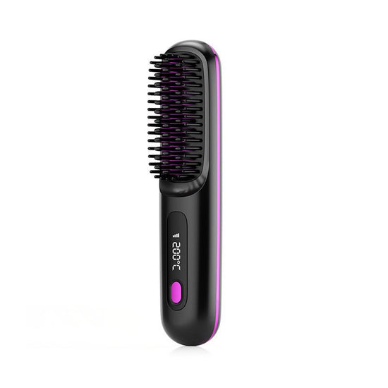 2 In 1 Straight Hair Comb Wireless Hair Straightener Brush Hair Fast Heating Portable Hot Curler USB Charging $59.99 Dana Fashion Color: LCD Black English Beauty Tools Overview: Great Convenience: Experience the freedom to style your hair anywhere, anytim