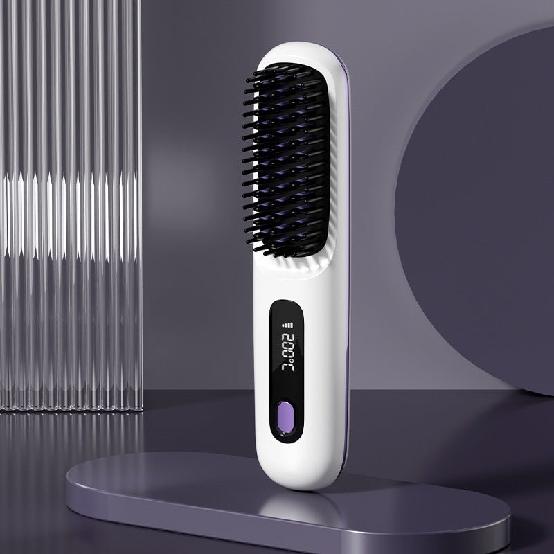 2 In 1 Straight Hair Comb Wireless Hair Straightener Brush Hair Fast Heating Portable Hot Curler USB Charging $59.99 Dana Fashion Color: LCD White English Beauty Tools Overview: Great Convenience: Experience the freedom to style your hair anywhere, anytim