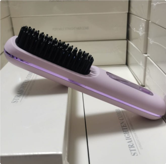2 In 1 Straight Hair Comb Wireless Hair Straightener Brush Hair Fast Heating Portable Hot Curler USB Charging $59.99 Dana Fashion Color: LCD taro purple Beauty Tools Overview: Great Convenience: Experience the freedom to style your hair anywhere, anytime