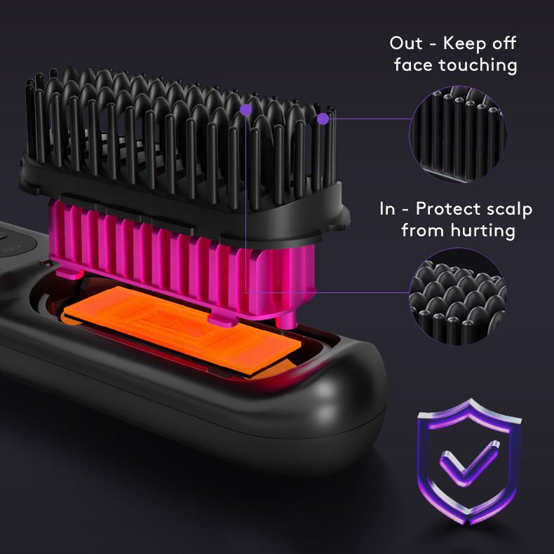 2 In 1 Straight Hair Comb Wireless Hair Straightener Brush Hair Fast Heating Portable Hot Curler USB Charging $59.99 Dana Fashion Color: LCD Black English Beauty Tools Overview: Great Convenience: Experience the freedom to style your hair anywhere, anytim