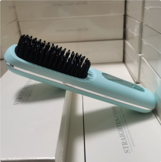 2 In 1 Straight Hair Comb Wireless Hair Straightener Brush Hair Fast Heating Portable Hot Curler USB Charging $59.99 Dana Fashion Color: LCD unpredictable blue Beauty Tools Overview: Great Convenience: Experience the freedom to style your hair anywhere, a