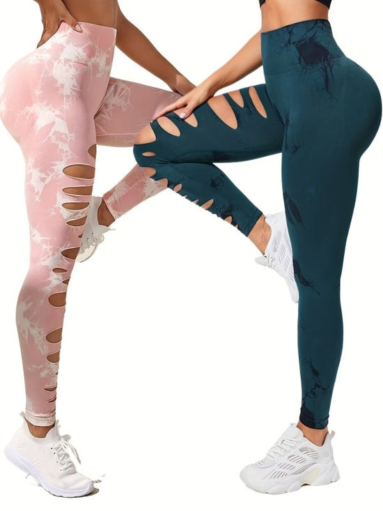 2 Pack Hollow Sexy High Elastic Women's Tie Dye Cutout Tights High Waist Workout Yoga Leggings, Scrunch Butt Lifting Elastic Pants, Tummy Control Butt Lifting Workout Yoga Athletic Pants $168.98 Dana Fashion Color: 2PACK16 Size: L Women's clothing Butt li
