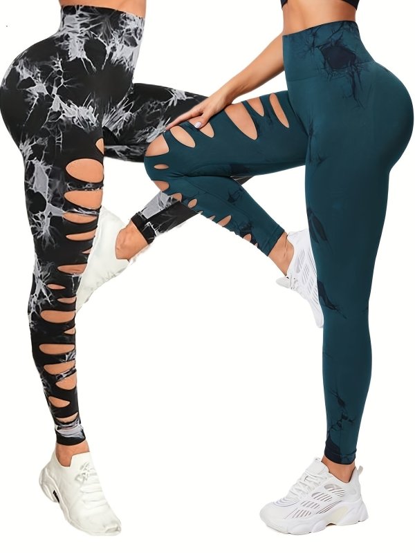 2 Pack Hollow Sexy High Elastic Women's Tie Dye Cutout Tights High Waist Workout Yoga Leggings, Scrunch Butt Lifting Elastic Pants, Tummy Control Butt Lifting Workout Yoga Athletic Pants $168.98 Dana Fashion Color: 2PACK20 Size: L Women's clothing Butt li