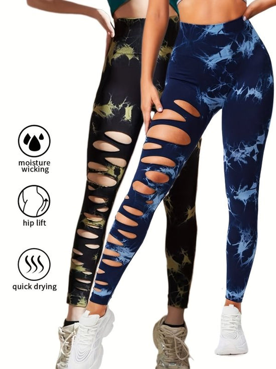 2 Pack Hollow Sexy High Elastic Women's Tie Dye Cutout Tights High Waist Workout Yoga Leggings, Scrunch Butt Lifting Elastic Pants, Tummy Control Butt Lifting Workout Yoga Athletic Pants $168.98 Dana Fashion Color: 2PACK13 Size: L Women's clothing Butt li