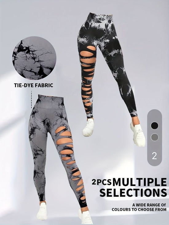 2 Pack Hollow Sexy High Elastic Women's Tie Dye Cutout Tights High Waist Workout Yoga Leggings, Scrunch Butt Lifting Elastic Pants, Tummy Control Butt Lifting Workout Yoga Athletic Pants $168.98 Dana Fashion Color: 2PACK4 Size: L Women's clothing Butt lif