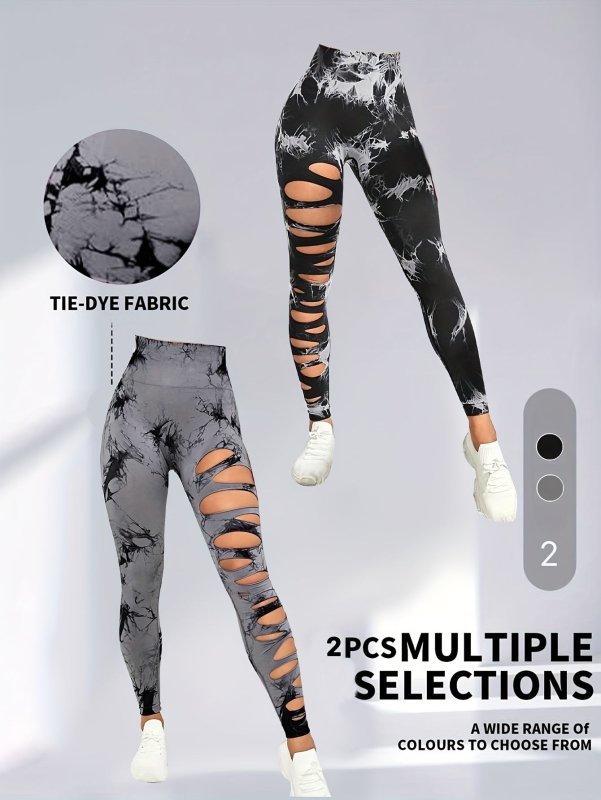 2 Pack Hollow Sexy High Elastic Women's Tie Dye Cutout Tights High Waist Workout Yoga Leggings, Scrunch Butt Lifting Elastic Pants, Tummy Control Butt Lifting Workout Yoga Athletic Pants $168.98 Dana Fashion Color: 2PACK4 Size: L Women's clothing Butt lif