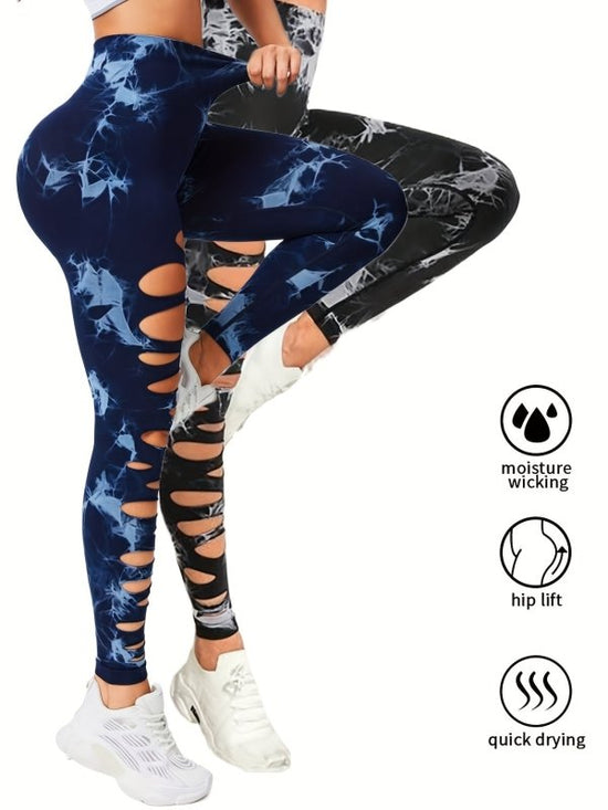 2 Pack Hollow Sexy High Elastic Women's Tie Dye Cutout Tights High Waist Workout Yoga Leggings, Scrunch Butt Lifting Elastic Pants, Tummy Control Butt Lifting Workout Yoga Athletic Pants $168.98 Dana Fashion Color: 2PACK8 Size: L Women's clothing Butt lif