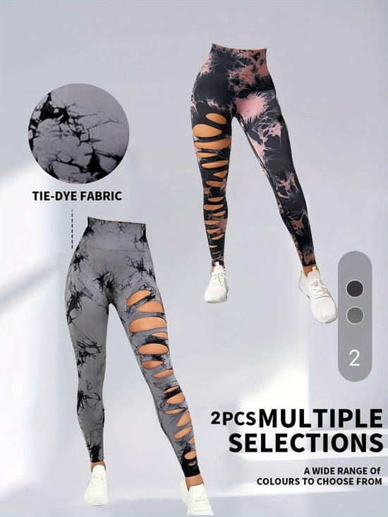 2 Pack Hollow Sexy High Elastic Women's Tie Dye Cutout Tights High Waist Workout Yoga Leggings, Scrunch Butt Lifting Elastic Pants, Tummy Control Butt Lifting Workout Yoga Athletic Pants $168.98 Dana Fashion Color: 2PACK2 Size: L Women's clothing Butt lif