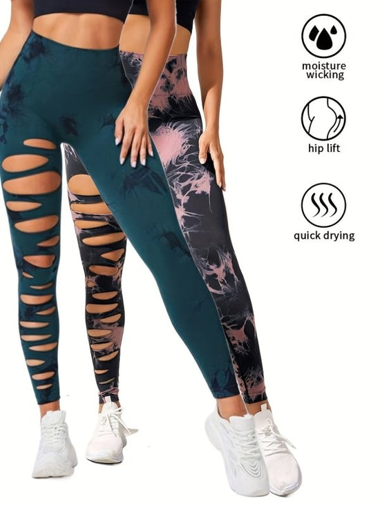 2 Pack Hollow Sexy High Elastic Women's Tie Dye Cutout Tights High Waist Workout Yoga Leggings, Scrunch Butt Lifting Elastic Pants, Tummy Control Butt Lifting Workout Yoga Athletic Pants $168.98 Dana Fashion Color: 2PACK11 Size: L Women's clothing Butt li