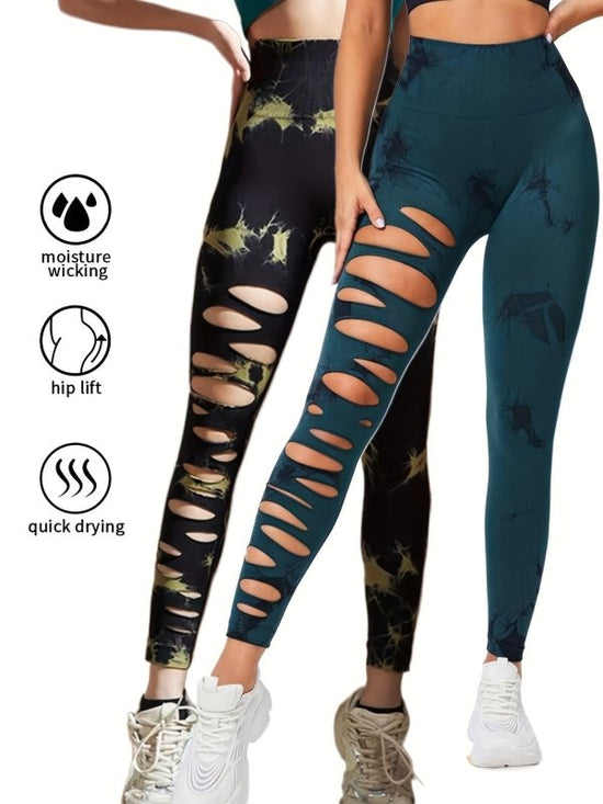 2 Pack Hollow Sexy High Elastic Women's Tie Dye Cutout Tights High Waist Workout Yoga Leggings, Scrunch Butt Lifting Elastic Pants, Tummy Control Butt Lifting Workout Yoga Athletic Pants $168.98 Dana Fashion Color: 2PACK15 Size: L Women's clothing Butt li