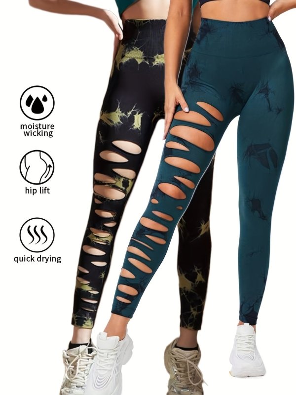 2 Pack Hollow Sexy High Elastic Women's Tie Dye Cutout Tights High Waist Workout Yoga Leggings, Scrunch Butt Lifting Elastic Pants, Tummy Control Butt Lifting Workout Yoga Athletic Pants $168.98 Dana Fashion Color: 2PACK15 Size: L Women's clothing Butt li