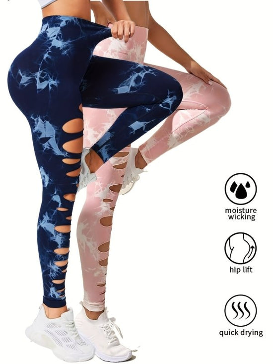 2 Pack Hollow Sexy High Elastic Women's Tie Dye Cutout Tights High Waist Workout Yoga Leggings, Scrunch Butt Lifting Elastic Pants, Tummy Control Butt Lifting Workout Yoga Athletic Pants $168.98 Dana Fashion Color: 2PACK9 Size: L Women's clothing Butt lif