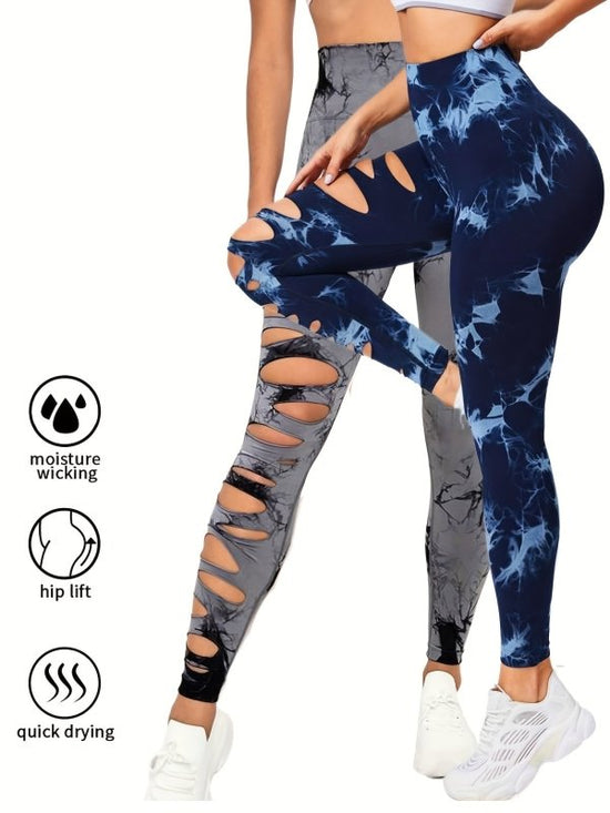 2 Pack Hollow Sexy High Elastic Women's Tie Dye Cutout Tights High Waist Workout Yoga Leggings, Scrunch Butt Lifting Elastic Pants, Tummy Control Butt Lifting Workout Yoga Athletic Pants $168.98 Dana Fashion Color: 2PACK18 Size: L Women's clothing Butt li