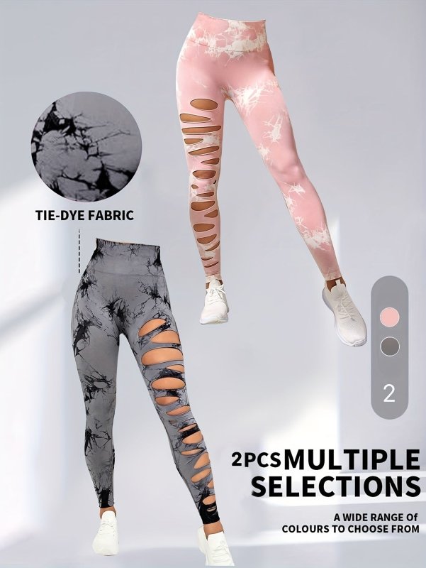 2 Pack Hollow Sexy High Elastic Women's Tie Dye Cutout Tights High Waist Workout Yoga Leggings, Scrunch Butt Lifting Elastic Pants, Tummy Control Butt Lifting Workout Yoga Athletic Pants $168.98 Dana Fashion Color: 2PACK5 Size: L Women's clothing Butt lif