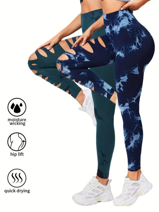 2 Pack Hollow Sexy High Elastic Women's Tie Dye Cutout Tights High Waist Workout Yoga Leggings, Scrunch Butt Lifting Elastic Pants, Tummy Control Butt Lifting Workout Yoga Athletic Pants $168.98 Dana Fashion Color: 2PACK7 Size: L Women's clothing Butt lif