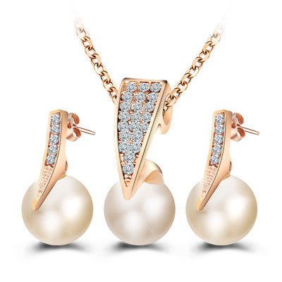 2-piece faux pearl necklace set $19.50 Dana Fashion Color: Picture color Women's Accessories Material: diamond inlaid Crystal Pearl Set combination: Earrings + necklaces Inlay material: imitation pearl Perimeter: 21cm-50cm Chain style: water wave chain Ex