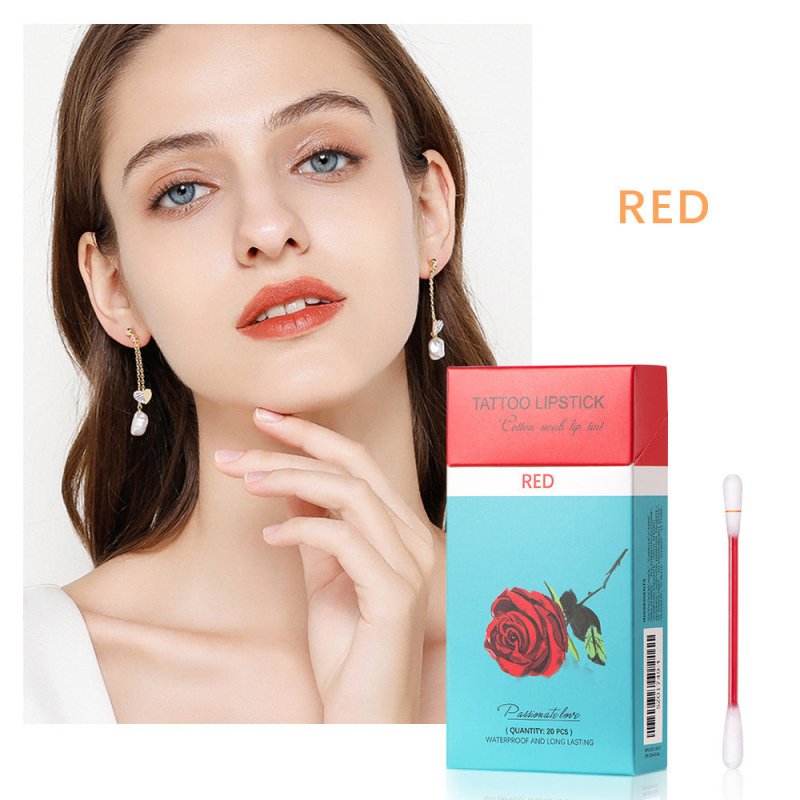 20 Pcs Set Cotton Swab Lipsticks For Outdoor Portable Lipsticks Cosmetics Waterproof Case Lasting Long Cigarette Liquid Lipstick $19.00 Dana Fashion Color: Positive red makeup Overview: 1. The makeup is full of color, lasting moisture, not easy to remove