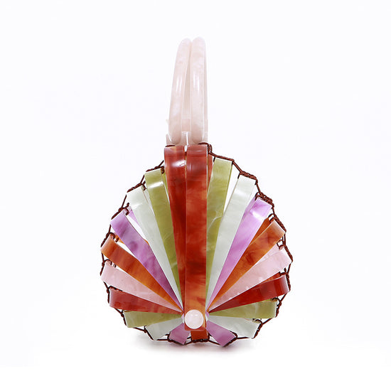 Acrylic bamboo basket hollow handbag foldable shell bag