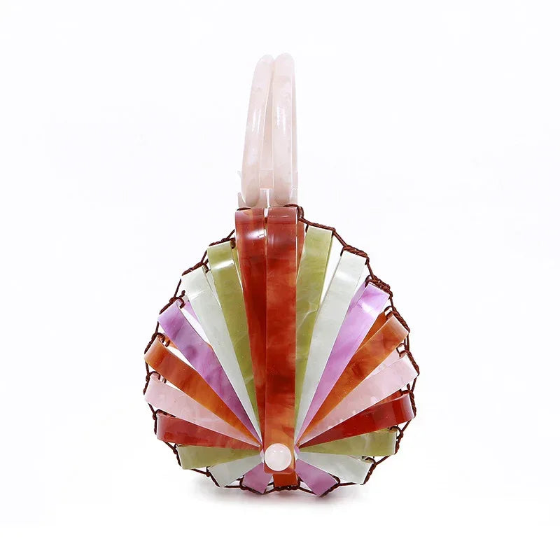 Acrylic bamboo basket hollow handbag foldable shell bag - DanaFashionstore
