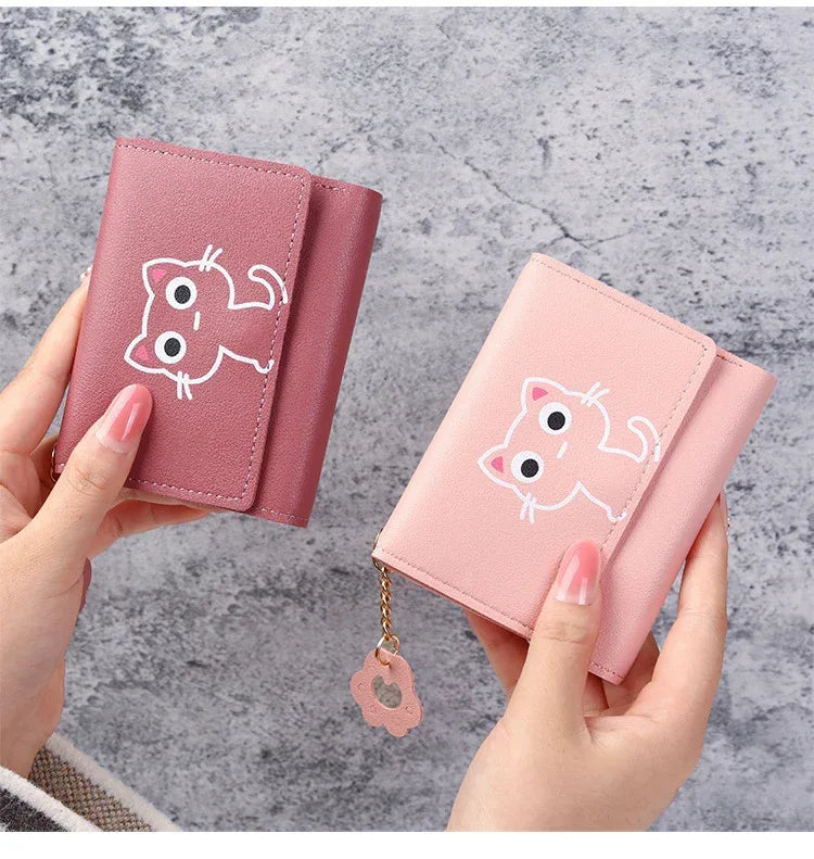 Women's Short Three-fold Cat Girls' Purse - DanaFashionstore