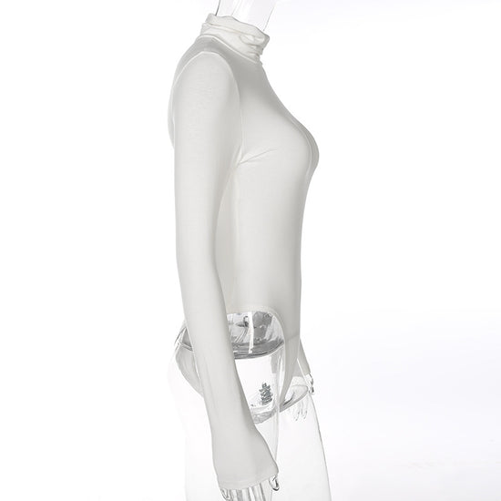 Slim-fit base high-neck jumpsuit